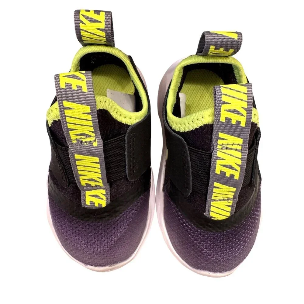 Nike Flex Runner Size 4 Child Infant Sneaker Black Neon NWOB